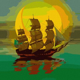Malen nach Zahlen - Mond-Segelboot