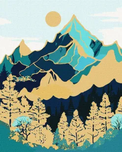 Malen nach Zahlen - Berglandschaft mit metallischen Farben Extra ©art_selena_ua