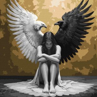 Malen nach Zahlen - Zwei Seiten der Seele mit metallischen Farben ©art_selena_ua