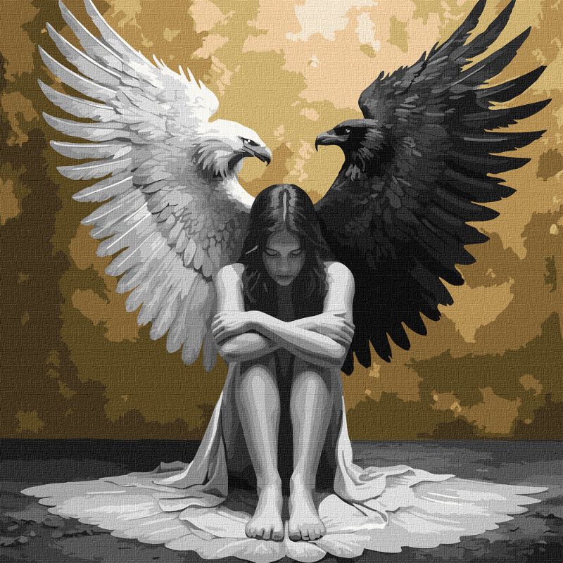 Malen nach Zahlen - Zwei Seiten der Seele mit metallischen Farben ©art_selena_ua