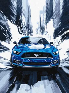 Malen nach Zahlen - Ein blauer Mustang ©art_selena_ua