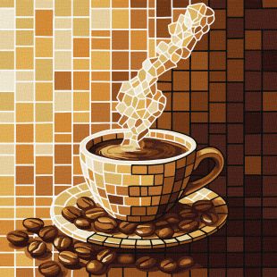 Malen nach Zahlen - Buntglasfenster. Kaffee ©art_selena_ua