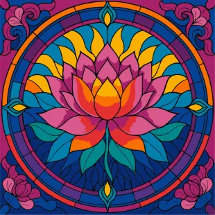 Malen nach Zahlen - Buntglasfenster. Lotus ©art_selena_ua