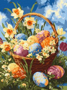Malen nach Zahlen - Korb mit Pysanky und Narzissen ©art_selena_ua
