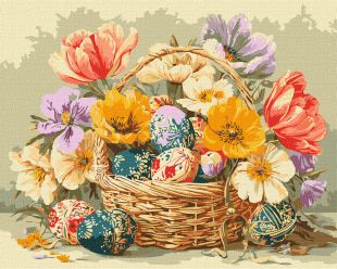 Malen nach Zahlen - Osterkorb mit Blumen ©art_selena_ua