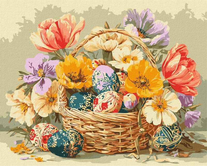 Malen nach Zahlen - Osterkorb mit Blumen ©art_selena_ua