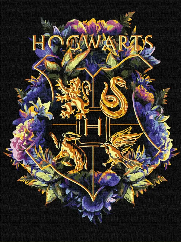 Malen nach Zahlen - Harry Potter: Wappen von Hogwarts mit metallischen Farben ©Warner Bros.