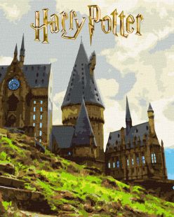 Malen nach Zahlen - Harry Potter: Hogwarts-Landschaft mit metallischen Farben ©Warner Bros.
