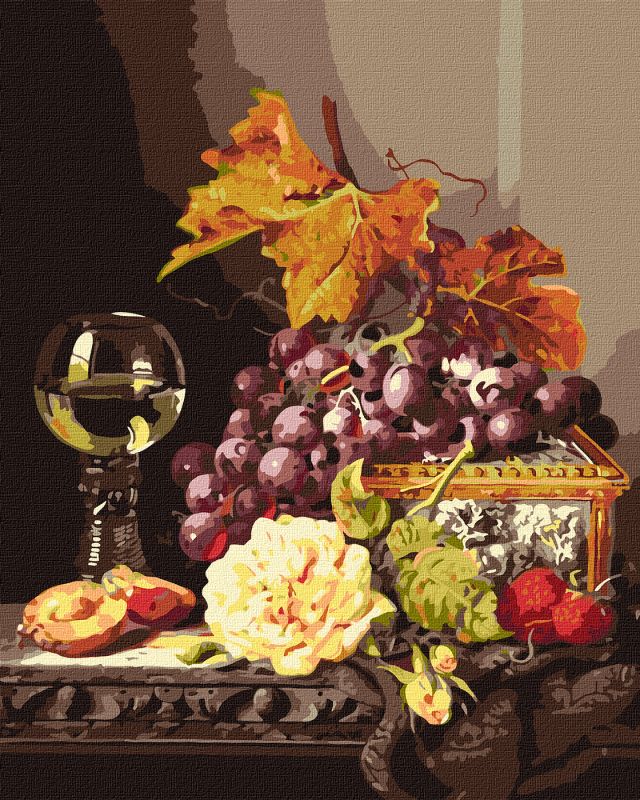Painting by numbers - Still life with fruit and rose ©Edward Ladell