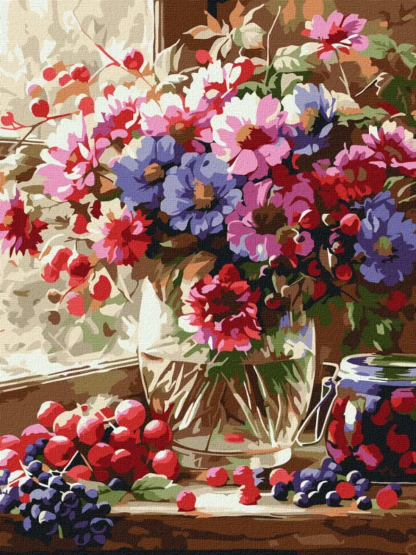 Malen nach Zahlen - Blumenstrauß und Obst ©art_selena_ua
