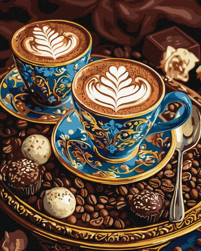 Painting by numbers - A cup of inspiration with extra metallic paints ©art_selena_ua