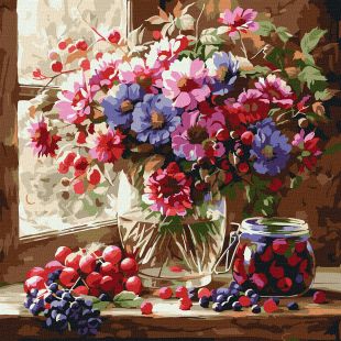 Malen nach Zahlen - Blumenstrauß und Früchte ©art_selena_ua