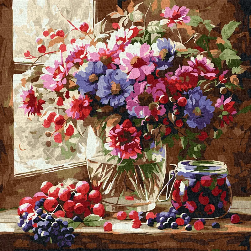 Malen nach Zahlen - Blumenstrauß und Früchte ©art_selena_ua