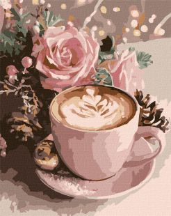 Malen nach Zahlen - Neujahrscappuccino mit metallischen Farben ©art_selena_ua