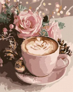 Malen nach Zahlen - Neujahrscappuccino mit metallischen Farben ©art_selena_ua