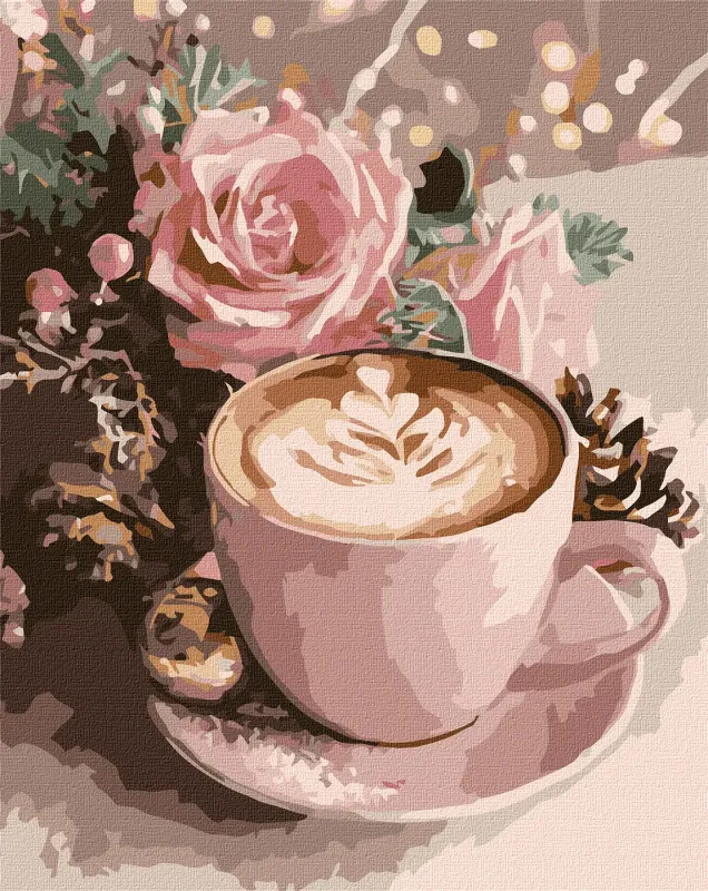 Painting by numbers - New Year's cappuccino with metallic paints ©art_selena_ua