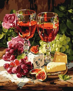 Malen nach Zahlen - Stillleben mit Feigen und Wein ©art_selena_ua