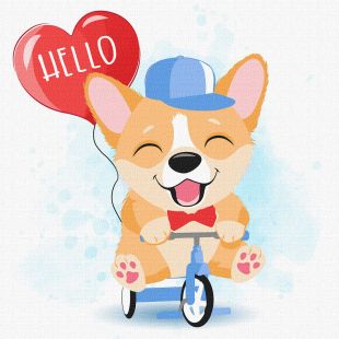 Malen nach Zahlen - Fröhlicher Corgi