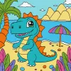 Malen nach Zahlen - Verspielter Dinosaurier ©art_selena_ua