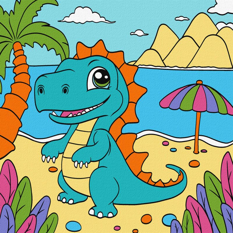 Malen nach Zahlen - Verspielter Dinosaurier ©art_selena_ua
