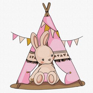 Malen nach Zahlen - Babyhase im Wigwam ©tanya_bonya