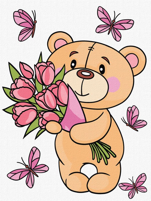 Malen nach Zahlen - Ein liebenswerter Teddybär