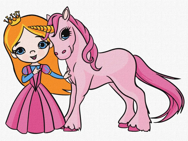 Malen nach Zahlen - Eine Prinzessin und ein Einhorn