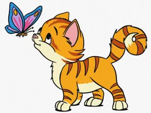 Malen nach Zahlen - Eine Katze und ein Schmetterling