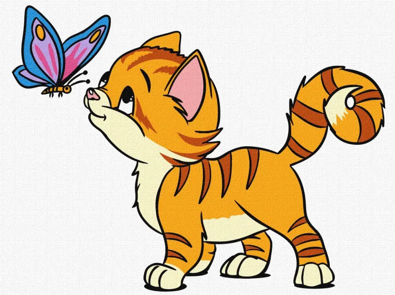 Painting by numbers - A cat and a butterfly