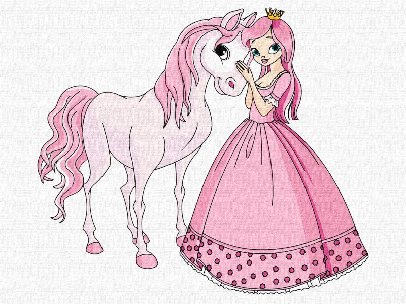 Malen nach Zahlen - Eine Prinzessin und ein Pony