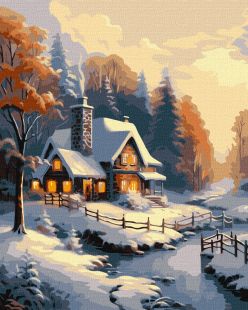 Malen nach Zahlen - Winterhaus ©art_selena_ua