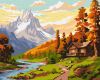Malen nach Zahlen - Hütte inmitten der Berge ©art_selena_ua