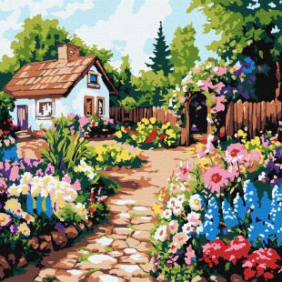Malen nach Zahlen - Blumenbeete in der Nähe des Hauses ©art_selena_ua