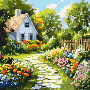 Malen nach Zahlen - Blumen in der Nähe der Hütte ©art_selena_ua