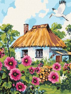 Malen nach Zahlen - Malven in der Nähe des Hauses ©art_selena_ua