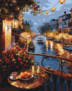 Malen nach Zahlen - Abend am Flussufer mit metallischen Farben ©art_selena_ua