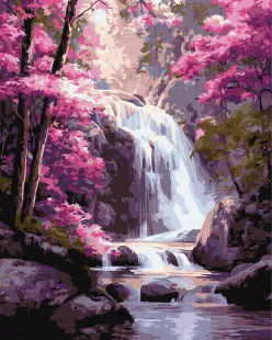Malen nach Zahlen - Wasserfall im rosa Wald ©art_selena_ua