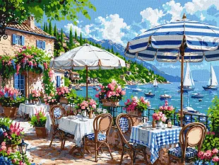 Malen nach Zahlen - Mittagessen in der Nähe eines gemütlichen Hafens ©art_selena_ua