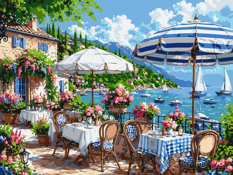 Malen nach Zahlen - Mittagessen in der Nähe eines gemütlichen Hafens ©art_selena_ua