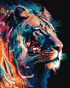 Malen nach Zahlen - Anmutiger Löwe mit metallischen Farben Extra ©art_selena_ua