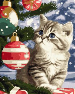 Malen nach Zahlen - Kätzchen unter dem Weihnachtsbaum ©art_selena_ua