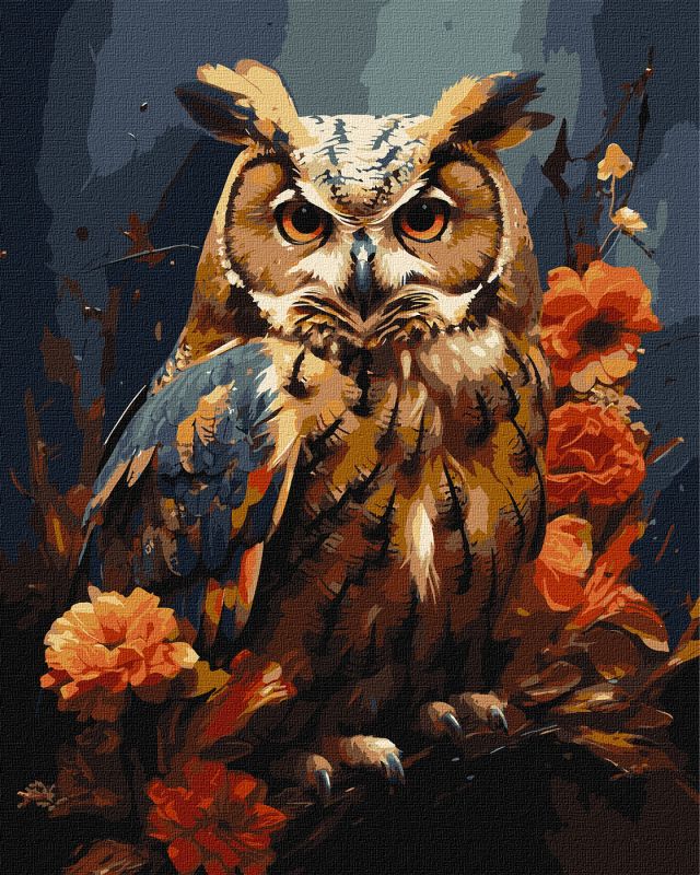 Painting by numbers - Forest owl with extra metallic paints ©art_selena_ua