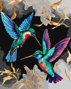 Malen nach Zahlen - Der Kolibri-Tanz mit metallischen Farben Extra ©art_selena_ua