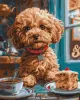 Malen nach Zahlen - Maltipoo im Kaffeehaus ©art_selena_ua