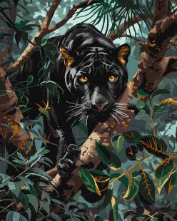 Malen nach Zahlen - Ein anmutiger Panther mit Metallic-Farben ©art_selena_ua