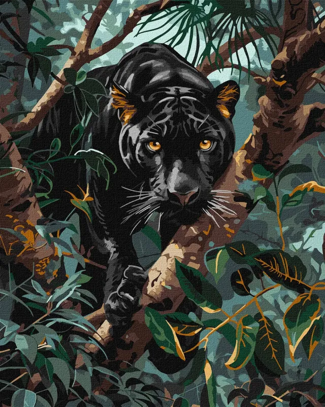 Malen nach Zahlen - Ein anmutiger Panther mit Metallic-Farben ©art_selena_ua