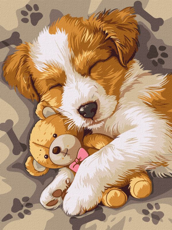 Malen nach Zahlen - Ein schlafender Jack Russell ©art_selena_ua