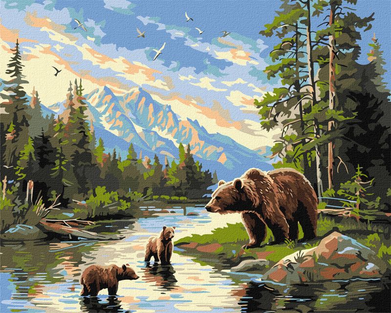Painting by numbers - Bear and cubs ©art_selena_ua