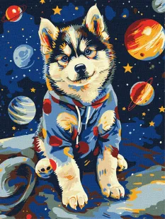 Malen nach Zahlen - Kosmischer Husky ©art_selena_ua
