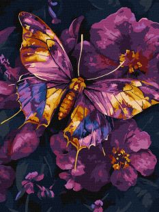 Malen nach Zahlen - Goldener Schmetterling mit extra Metallic-Farben ©art_selena_ua